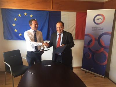 De gauche à droite : P. Renault, directeur de l’agence régionale de l’AFD et A. Fayolle, Vice-Président de la BEI