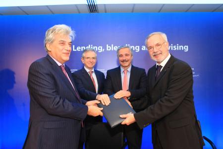 Arthouros Zervos, CEO of Public Power Corporation S.A. (PPC), Wilhelm Molterer, EIB Vice President, Yiannis Maniatis Minister of Environment, Energy and Climate Change and Werner Hoyer, President of the EIB