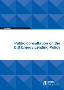 Public consultation on the EIB Energy Lending Policy