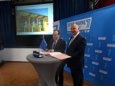 M. Ambroise FAYOLLE, Vice-Président de la Banque européenne d’investissement (BEI)M. Jean-Jacques BARBAUX, Président du Conseil départemental de Seine-et-Marne