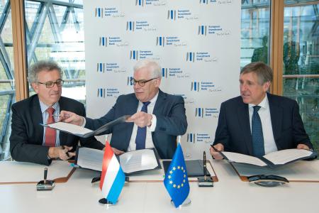 Ministre des Finances, Pierre Gramegna, Vice-président de la BEI, Pim van Ballekom et le ministre du Développement durable et des Infrastructures, François Bausch