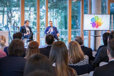 EIB Vice-President, Alexander Stubb welcomes Luxembourgish Prime Minister, Xavier Bettel to a breackfast seassion Stubb on the occasion of the International Day Against Homophobia, Transphobia and Biphobia (IDAHOT)