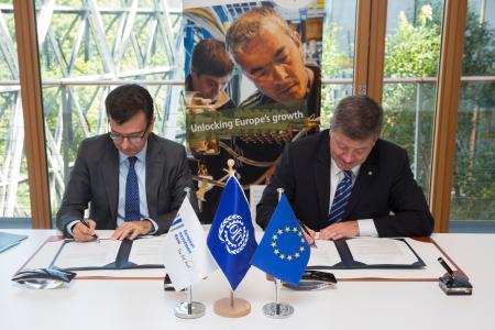 Román Escolano, Vice-President of the European Investment Bank (EIB) and the Director-General of the International Labour Organization (ILO), Guy Ryder