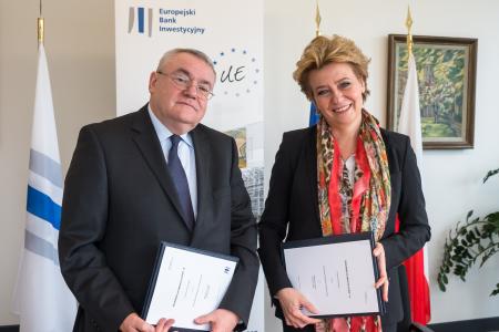 EIB Vice-President Laszlo Baranyay and Mayor of Łódź Hanna Zdanowska