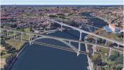 Artist’s impression of the new high-speed rail link crossing the Porto river