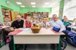 Here is a brief description: Opening of the V.I. Vernadskyi School in Shyshaky village, Poltava Oblast, following a complete renovation under the Ukraine Early Recovery Programme (UERP) run by the European Investment Bank (EIB). Thanks to this upgrade, local children can enjoy a modern and inclusive learning environment, nutritious food and school transportation services. The works were financed by a €1 million loan from the EIB, the bank of the European Union. A substantial further contribution of €100 000 was drawn from the local budget. Shyshaky (Ukraine), Poltava oblast, 26 September 2023
