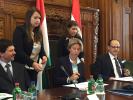 from left to right: Mr Attila Erhardt, Head of Department, OTP, Ms Agnes Hornung, State Secretary at Ministry for National Economy - ‎Ministry for National Economy, and Mr Szabolcs Szécely, European Investment Bank