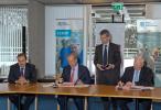 From left to right:Mr Dimitris Tsitsiragos, Vice President EMENAMr Thunell, Chief Executive Officer IFCMr Philippe Maystadt, President of the EIB