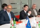 de droite à gauche : M. Harlem Désir, Secrétaire d’Etat aux Affaires européennes, M. Manuel Valls, Premier ministre, et M. Christian Ecker, Sécretaire d'État, chargé du budget