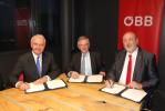 Josef Halbmayr, Mitglied des ÖBB-Vorstands der ÖBB-Holding AG, Wilhelm Molterer, Vizepräsident der EIB, Andreas Matthä, Vorstandssprecher der ÖBB Infrastruktur AG