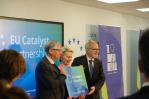 European Commission President Ursula von der Leyen, Bill Gates, the Founder of Breakthrough Energy, and European Investment Bank President Werner Hoyer during the signature event