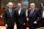 EIB Governor Mario Monti, EIB President Werner Hoyer, and Jean-Claude Juncker, presiding the EIB Board of Governors