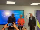 European Commission President Ursula von der Leyen, Bill Gates, the Founder of Breakthrough Energy, and European Investment Bank President Werner Hoyer during the signature event