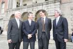 EIB Vice President Plutarchos Sakellaris and the chief executives Dermot Byrne of EirGrid Plc and Padraig McManus Electricity Supply Board (ESB) in the presence of Irish Energy Minister Eamon Ryan.