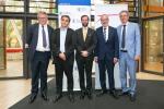 From left to right: Mr Nicolas Schmit, Minister of Labour, Employment, Social Economy and Economic Solidarity, Mr Euclid Tsakalotos Greek Minister of Finance, HRH Prince Guillaume, Hereditary Grand Duke of Luxembourg, Mr Werner Hoyer, EIB President, and Mr Pierre Gramegna, Minister of Finance.