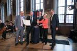 European Commission President Ursula von der Leyen presents the European Banker of the Year award to EIB President Werner Hoyer