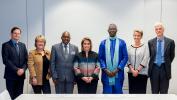 Members of High Jury if the 7th European Microfinance Award “Microfinance and Access to Education”

From left to right: Edvardas Bumsteinas, Head of Microfinance Unit, EIB; Anne Contreras, e-MFP Chairwoman; Lamarana Sadio Diallo, CEO Crédit Rural de Guinée SA (2015 Award winner); HRH the Grand Duchess of Luxembourg; Jean Martin Coulibaly, Minister of National Education and Literacy, Burkina Faso; Greta L. Bull, CEO Consultative Group to Assist the Poor (CGAP); Andreas Schleicher, Director for the Directorate of Education and Skills, The Organisation for Economic Cooperation and Development (OECD)