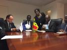 from left to right: Mr Ambroise Fayolle, Vice-president of the EIB, Mr Amadou Ba, Minister of Economy, Finance and Planning, and Mr Mansour Faye, Minister of Hydraulic and sanitation