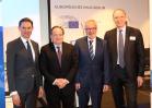 From left to right: European Commission Vice-President Jyrki Katainen, EIB Vice President Ambroise Fayolle, EIB President Werner Hoyer and Marco Fuchs, OHB SE.