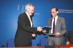 Mr Werner Hoyer, President of the EIB and Mr Harris Georgiadis, Minister of Finance of the Republic of Cyprus