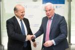 Roch Doliveux, CEO of UCB and Mr Pim Van Ballekom, Vice President of the EIB