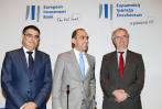 From left to right: Mr Nicos Kouyialis, Cyprus’s Agriculture, Rural Development and Environment Minister, Mr Harris Georgiades, Minister of Finance, and Mr Jonathan Taylor, EIB Vice-President responsible for operations in Cyprus.