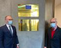 Flag of European Union EIB President Werner Hoyer opens the new of the Delegation of the European Union to Georgia office - which will also host EIB Regional Office - alongside President of the European Council Charles Michel in Tbilisi.