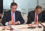 from left to right: Mr Plutarchos Sakellaris Vice President of the EIB and Mr Charilaos G. Stavrakis, Minister of Finance