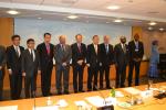 Family photo of heads of all participating institutions: UN, EIB, AfDB, ADB, EBRD, IADB, IDB, WB and IMF